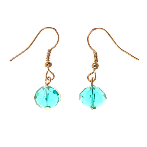 Blue & Silver-Tone Colored Acrylic Dangle-Earrings With Bead Accents #LQE2317