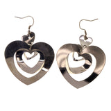 Heart Dangle-Earrings Silver-Tone Color #LQE2319
