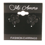 Flowers Stud-Earrings Black Color #LQE2321