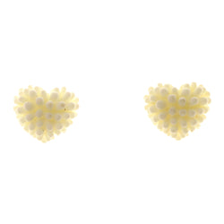 Heart Stud-Earrings White Color #LQE2324
