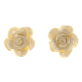 Glitter Sparkle Rose Stud-Earrings White Color #LQE2325