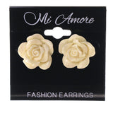 Glitter Sparkle Rose Stud-Earrings White Color #LQE2325