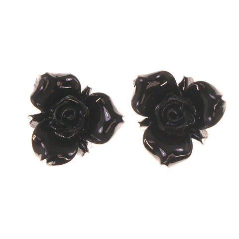 Flowers Stud-Earrings Black Color #LQE2326