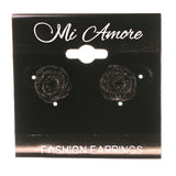 Glitter Sparkle Rose Stud-Earrings Black Color #LQE2330