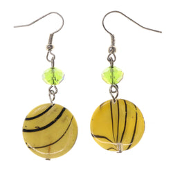 Yellow & Green Colored Acrylic Dangle-Earrings With Bead Accents #LQE2333