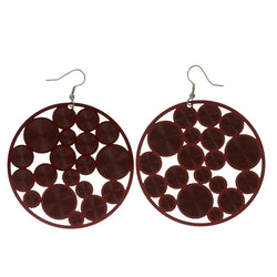 Red & Silver-Tone Colored Metal Dangle-Earrings #LQE2336