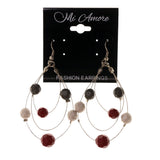 Silver-Tone & Multi Colored Metal Dangle-Earrings With Bead Accents #LQE2346