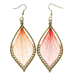 Gold-Tone & Orange Colored Fabric Dangle-Earrings #LQE2350