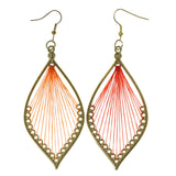 Gold-Tone & Orange Colored Fabric Dangle-Earrings #LQE2350