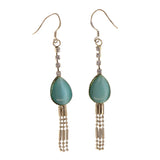 Silver-Tone Metal Dangle-Earrings With Rhinstone Accents #LQE2352