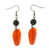 Red & Green Colored Acrylic Dangle-Earrings With Bead Accents #LQE2353