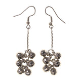 Silver-Tone Metal Dangle-Earrings With Bead Accents #LQE2355
