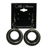 Black & Silver-Tone Colored Acrylic Dangle-Earrings With Bead Accents #LQE2358