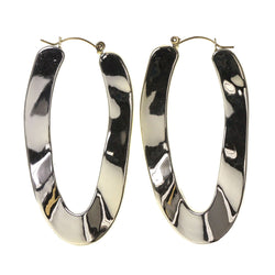 Silver-Tone Metal Hoop-Earrings #LQE2359