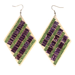 Green & Purple Colored Acrylic Dangle-Earrings #LQE2361