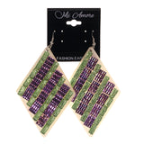 Green & Purple Colored Acrylic Dangle-Earrings #LQE2361