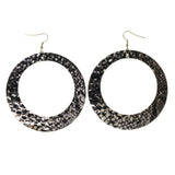 Snake Skin Dangle-Earrings Silver-Tone & Black Colored #LQE2362