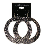 Snake Skin Dangle-Earrings Silver-Tone & Black Colored #LQE2362