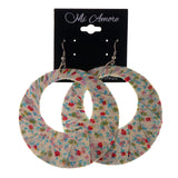 Flower Dangle-Earrings White & Multi Colored #LQE2365