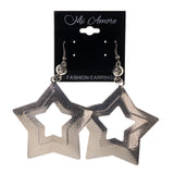 Star Dangle-Earrings Silver-Tone Color  #LQE2366