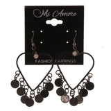 Heart Dangle-Earrings With Crystal Accents Black & Silver-Tone Colored #LQE2367