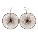 Silver-Tone & Brown Colored Fabric Dangle-Earrings #LQE2370