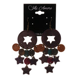 Star Dangle-Earrings With Bead Accents Purple & Multi Colored #LQE2373