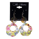 Glitter Sparkle Flower Dangle-Earrings Colorful & Clear Colored #LQE2384