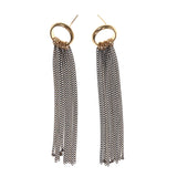 Black & Gold-Tone Metal -Dangle-Earrings tassel Accents #LQE2386