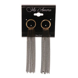 Black & Gold-Tone Metal -Dangle-Earrings tassel Accents #LQE2386