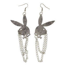 Bunny Dangle-Earrings Silver-Tone Color  #LQE2388