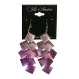 Purple & Silver-Tone Colored Metal Chandelier-Earrings #LQE2393