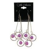 Silver-Tone & Purple Colored Metal Dangle-Earrings With Bead Accents #LQE2397