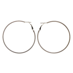 Silver-Tone Metal Hoop-Earrings #LQE2410