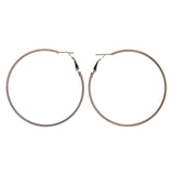 Silver-Tone Metal Hoop-Earrings #LQE2410