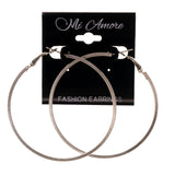 Silver-Tone Metal Hoop-Earrings #LQE2410