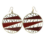 Glitter Sparkle Dangle-Earrings Gold-Tone & Red Colored #LQE2411
