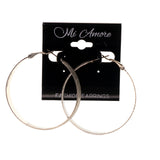 Glitter Sparkle Hoop-Earrings Silver-Tone Color  #LQE2414