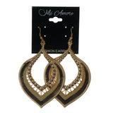 Glitter Sparkle Dangle-Earrings Gold-Tone & Brown Colored #LQE2416