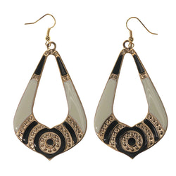 Black & White Colored Metal Dangle-Earrings #LQE2417