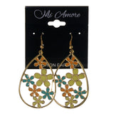 Flower Dangle-Earrings Gold-Tone & Multi Colored #LQE2419