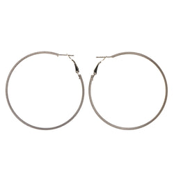 Silver-Tone Metal Hoop-Earrings #LQE2420
