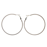 Silver-Tone Metal Hoop-Earrings #LQE2420