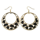 Glitter Sparkle Dangle-Earrings Gold-Tone & Brown Colored #LQE2421