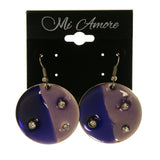 Purple & Silver-Tone Colored Metal Dangle-Earrings With Crystal Accents #LQE2422