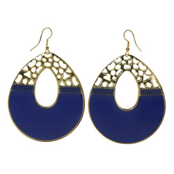 Blue & Gold-Tone Colored Metal Dangle-Earrings #LQE2426