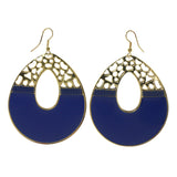 Blue & Gold-Tone Colored Metal Dangle-Earrings #LQE2426