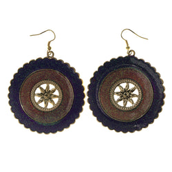 Glitter Sparkle Dangle-Earrings Purple & Gold-Tone Colored #LQE2429