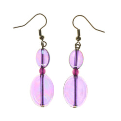 AB Finish Dangle-Earrings With Bead Accents Purple & Black Colored #LQE2431