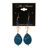 AB Finish Dangle-Earrings With Bead Accents Blue & Clear Colored #LQE2432